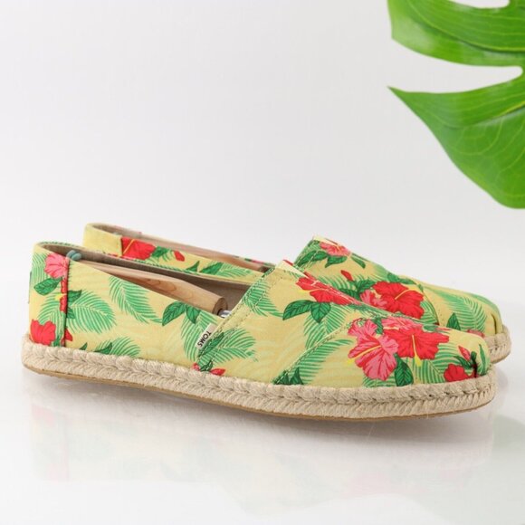 Toms Shoes - Toms Women's Alpargata Classic Shoe Size 10 Floral Yellow Red Green Flat Slip On